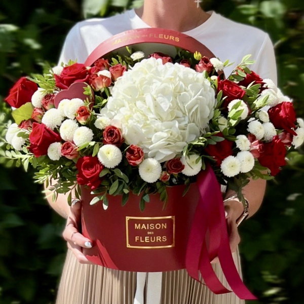 Цветы в коробке Страсть в красном