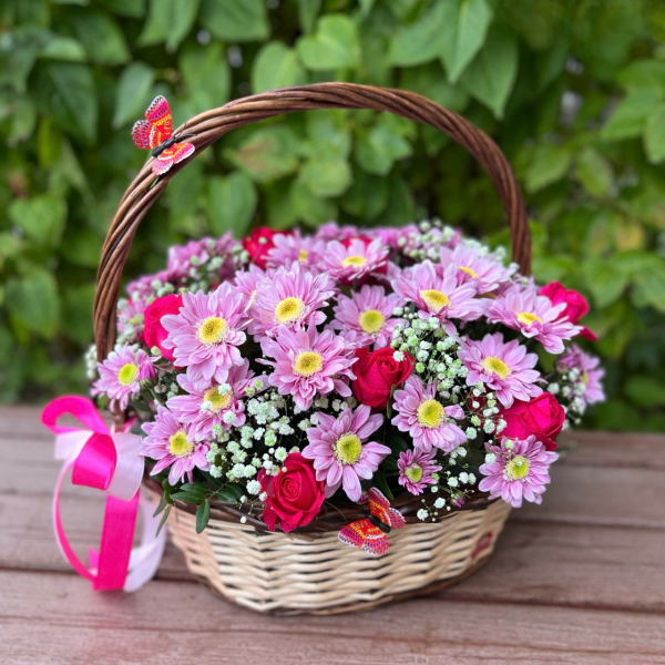 Цветы в корзине Приятное  утро