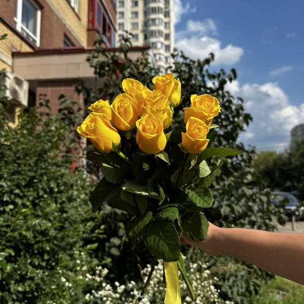 Роза Желтая 40 см 9 шт. 