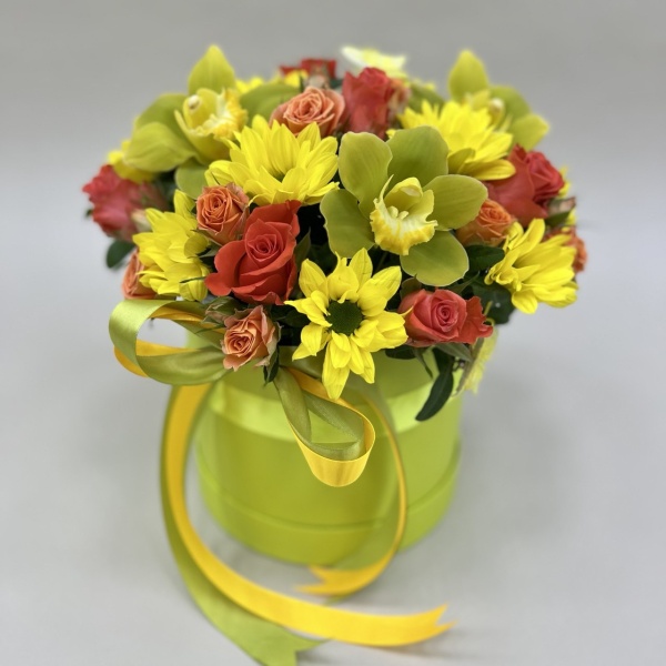 Цветы в коробке Пылающее сердце