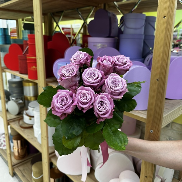 Роза Сиреневая 40 см 9 шт.